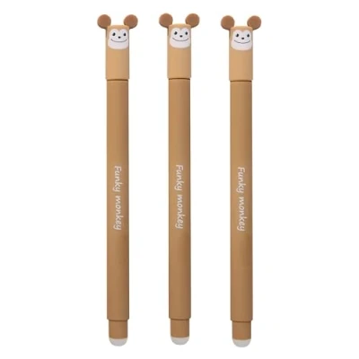Afbeelding van EBERHARD FABER 599035 Rollerball uitwisbaar aapje, 3 Animal Erase it pennen, gelpen blauw 0,7 mm