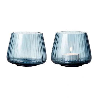 Afbeelding van Bitz Waxinelichthouder Kusintha Blauw 2 Stuks