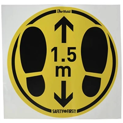 Afbeelding van Vloersticker voor gladde vloeren houd afstand Ø350mm geel/zwart Doos a 2 stuk