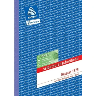 Afbeelding van AVERY Zweckform 1776 Rapport (A5, zelfdoorschrijvend, getest door juridische experts, voor Duitsland en Oostenrijk documentatie van arbeid materiaalverbruik, 2 x 40 vellen) wit/geel
