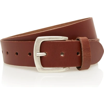 Afbeelding van Timbelt 4cm echt lederen cognac riem heren / dames jeansriem Riemmaat 115 cm Totale lengte 130