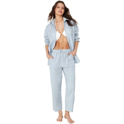 Afbeelding van Trendyol Blauw Geweven Overhemd Broek Strandpak Tbess24Au00068
