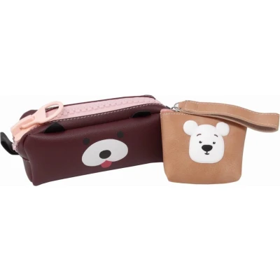 Afbeelding van Jessidress Meisjes Etui met Portemonnee Make up Tasje Bordeaux