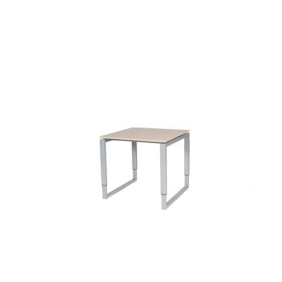 Afbeelding van Domino Plus bureau, hoogte instelbaar (62 85cm) met 80x80cm &#039;zwevend&#039; robson eiken 25mm blad en aluminium (RAL9006) O poot frame