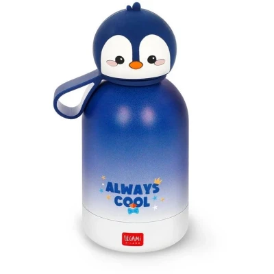 Afbeelding van Legami Thermosfles voor kinderen, Hot &amp; Cold BFF, motief pinguïn, van dubbelwandig 18/8 roestvrij staal met luchtdichte sluiting, houdt 12 uur warm en 24 koud, inhoud 310 ml