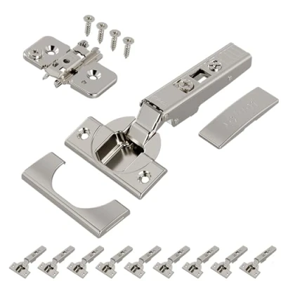 Afbeelding van 10 x BLUM CLIP top meubelscharnier 110, recht met veer, schroeven, hoekaanslag + excentrische kruismontageplaat, staal, afstand 0 mm