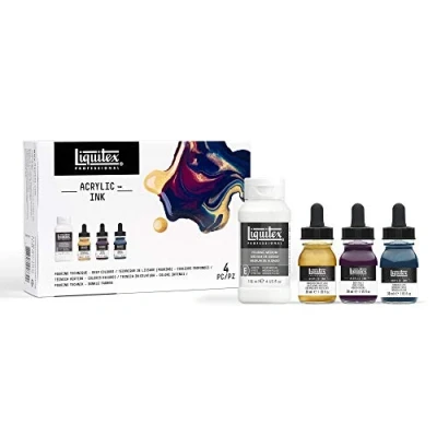 Afbeelding van Liquitex 3699435 Inktset Professionele vloeibare acrylverf, hoog gepigmenteerde, verouderingsbestendige, lichtechte acrylinkt voor kalligrafie en airbrush set met 3 kleuren a 30 ml, donkere