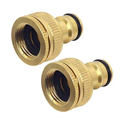 Afbeelding van CT Messing Tuinslang Kraanverbinder, 1/2 Inch en 3/4 Slangpijp Verbinder, 2 in 1 Binnendraad Kraan Adapter voor Waterleidingen Wasmachine