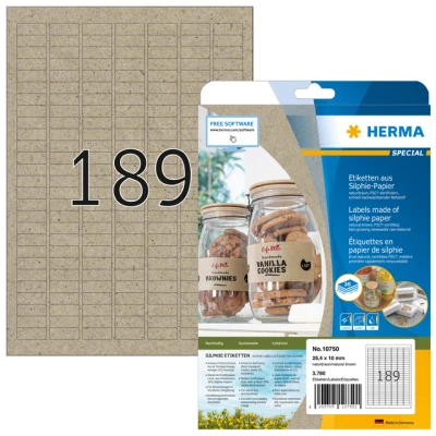 Afbeelding van Etiket HERMA 10750 25.4 x 10mm silphie bruin 3780 stuks