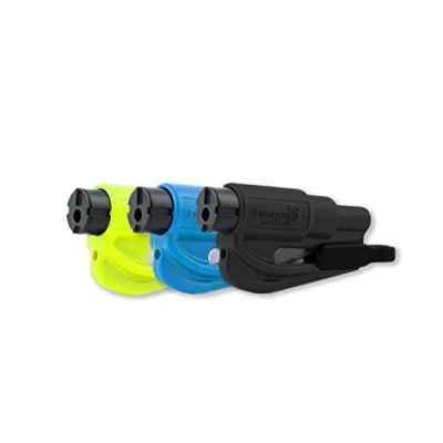 Afbeelding van Resqme Familiepakket van 3, de originele noodgevallen sleutelhanger auto ontsnapping tool, 2 in 1 veiligheidsgordel snijder en raam breker, Gemaakt VS, geel, blauw, zwart