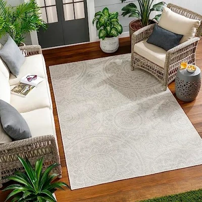 Afbeelding van SURYA Buitenkleed Balkon, Terras, Keuken Modern Scandinavisch Tapijt KELLY Ivoor/Grijs 160x213 cm