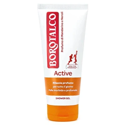 Afbeelding van Borotalco doucheschuim Active Lichaam, met mandarijn en neroli, douchegel voor een zachte geurende huid, ideaal dames heren, 200 ml fles