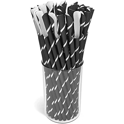 Afbeelding van Slush ijs, 125 stuks, lepelrietjes, papieren rietjes, composteerbaar, plasticvrij, 200 mm x 8 mm, lepels ijskoffie