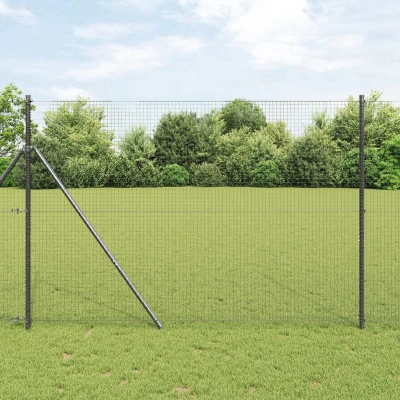Afbeelding van vidaXL gelaste draadomheining met 13 palen grijs 1.6x25 m staal