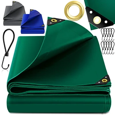 Afbeelding van KESSER® Premium afdekzeil 400x700cm met ogen, 650g/m², pvc, waterdicht en scheurvast + 10 haak hoogwaardig zeil, universeel voor vrachtwagen, zwembad, houten tuinmeubelen, afdekking, beschermzeil 28m²