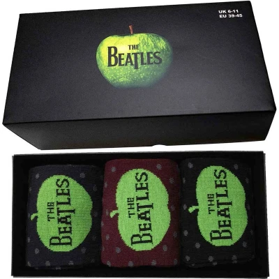 Afbeelding van The Beatles Apple &amp; Spots Sokken Set van 3 EU 39 45 Zwart