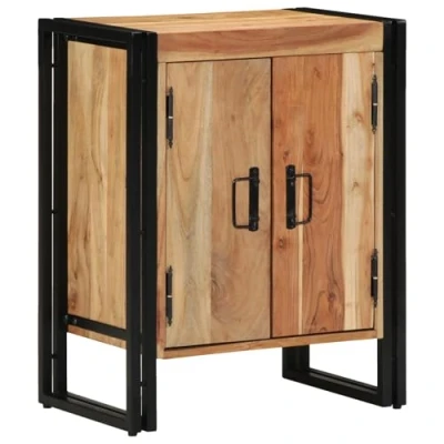 Afbeelding van Schoenenkast Zwart 30x30x40 cm Massief Acaciahout en Staal