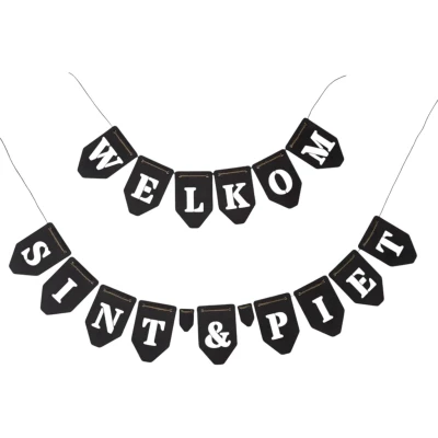 Afbeelding van Houten Sinterklaas Slinger. Antraciet / Zwart