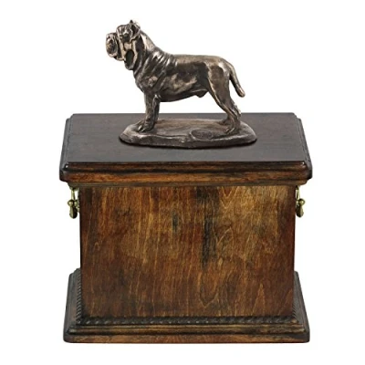 Afbeelding van Art Dog Custom Sitting Statue Memorial Urn Handgemaakt Koudgegoten Brons op Berkenbasis Stevige en Stijlvolle voor Hondenas 29x21x38cm Mastino Napolitano