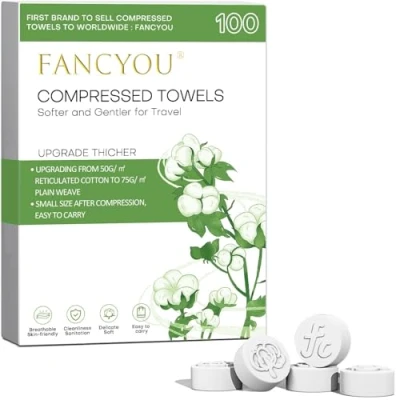 Afbeelding van Fancyou Gecomprimeerde Handdoeken, Verdik Compressed Towels, Zachte Wegwerp Gezichtsdoekjes Samengeperste, Katoen Doekjes Muntdoekjes voor Schoonheidssalon Reizen Huidverzorging(100 Stuks Groen)