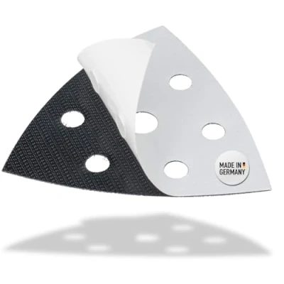 Afbeelding van Vervangend klittenband voor delta schuurmachine schuurplaat 93x93x93 mm 6 gats, reserve driehoek zelfklevend schuurpapier driehoekige DFS