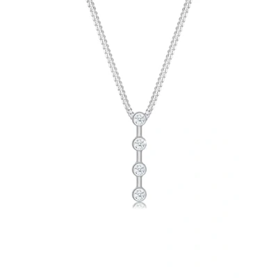 Afbeelding van Elli PREMIUM Dames Halsketting Basic Staaf Geo Cirkel met Diamant (0.06 ct.) in 925 Sterling Zilver