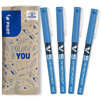 Afbeelding van PILOT Hi Tecpoint V5, rollerbalpen, set van 4 (blauw)