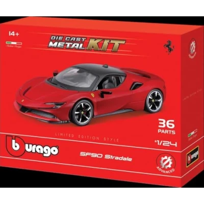 Afbeelding van BBURAGO Modelbouwpakket Ferrari R&amp;P SF90 Stradale Realistisch automodel in schaal 1:24, officiële licentie, aanbevolen leeftijd 14+ jaar