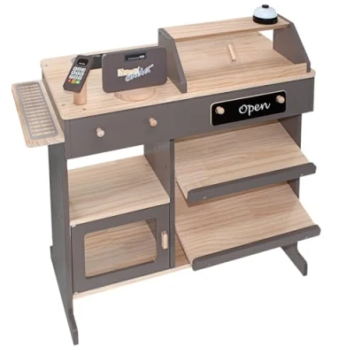 Afbeelding van howa Speelgoed Winkeltje van Natuurlijk Hout, Taupe inclusief 5 Accessoires 4755