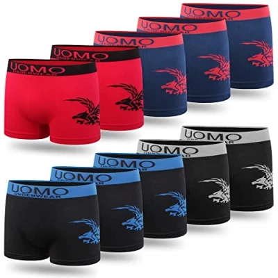 Afbeelding van L&amp;K Set van 10 boxershorts voor jongens, microvezel, maat vanaf 140/146 tot 176/182, met motief, comfortabel, elastisch, naadloos kinderonderbroeken jongens 1601, 1601 ad stuks, 164 170
