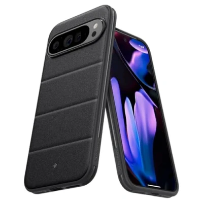 Afbeelding van Caseology Athlex voor Google Pixel 9 Pro XL hoes, [Zandsteentextuur antikras] Zijgreeppatronen Case Cover Active Black