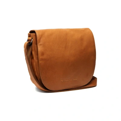 Afbeelding van Dames schoudertas kleptas MILLIE wax pull up Cognac