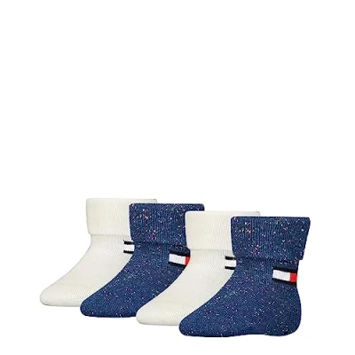 Afbeelding van Tommy Hilfiger BABY FOLD OVER Nappy Unisex 4 PACK Sokken voor kinderen, Maat: 23 26, Navy combo