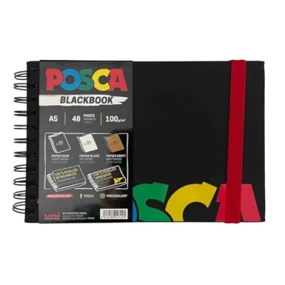 Afbeelding van Posca blackbook zwart/wit/kraft papier scheurvellen A5