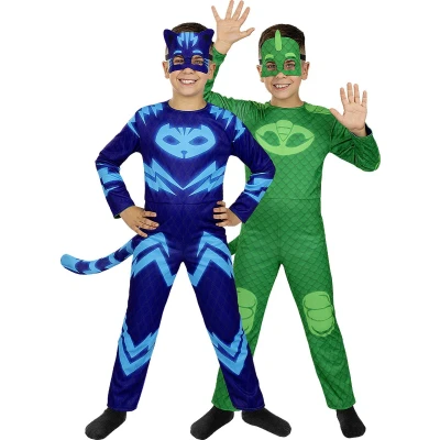 Afbeelding van FUNIDELIA Catboy and Gekko Kostuum Omkeerbaar PJ Masks Maat: 97 104 cm