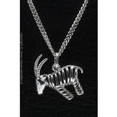 Afbeelding van Zilveren Steenbok opengewerkt ketting hanger
