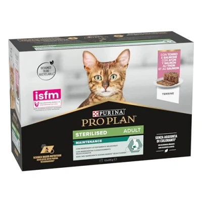 Afbeelding van Purina Pro Plan natvoer voor katten, gesteriliseerd, zalm en tonijn, 8 verpakkingen van 12 blikjes à 85 g