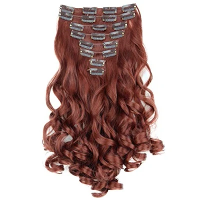 Afbeelding van CAISHA XXL 35cm 8 Delige Set CLIP IN EXTENSIONS Haarextensies Haarstukje Golvend Roodbruin CES114 1