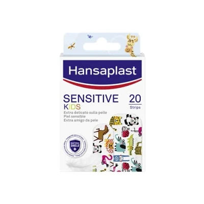 Afbeelding van Hansaplast Sensitive Kids pleisters voor kinderen met dieren, de gevoelige huid, hypoallergeen en gemakkelijk te verwijderen, 1 verpakking 20 stuks in 2 maten
