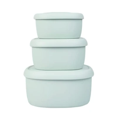 Afbeelding van BLUE GINKGO Siliconen voedselopslagcontainerset herbruikbare luchtdichte voedselcontainers met deksels lunch en bento dozen voor volwassenen kinderen diepvriezer, kamperen, groen