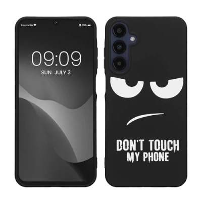 Afbeelding van kwmobile telefoonhoesje geschikt voor Samsung Galaxy A25 Hoesje smartphone in wit / zwart Backcover van TPU Don&#039;t Touch My Phone design