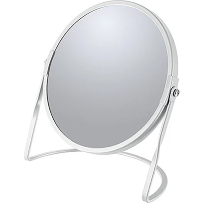 Afbeelding van Make up spiegel Cannes 5x zoom metaal 18 x 20 cm wit dubbelzijdig