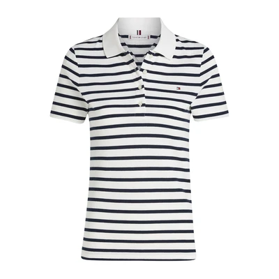 Afbeelding van Tommy Hilfiger Poloshirt, Dames, Maat: Medium, Breton ecru/dark night navy