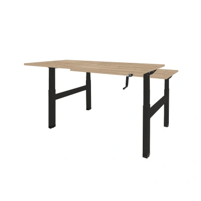 Afbeelding van Dextro zit/sta hoogte slinger verstelbare Duo werkplek, bladmaat 2 x 180 80 cm., frame kleur zwart RAL 9005 blad 25 mm. melamine Honey Castello