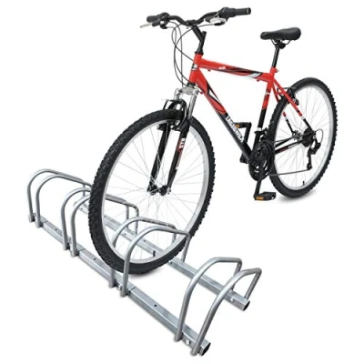 Afbeelding van VOUNOT Fietsenrek voor 4 Fietsen, Muurbevesting en Grondbevestiging, Gegalvaniseerd Staal, Zilver