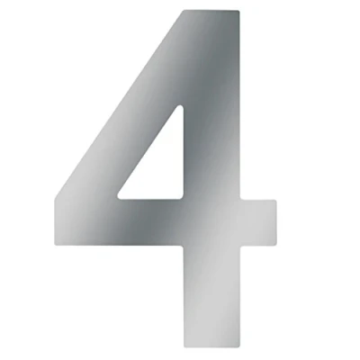 Afbeelding van Metafranc Huisnummer 4 roestvrij staal 120 mm 3D design goede leesbaarheid individuele combinatiemogelijkheden/belettering/markering/cijfers/huisdeur/huismuur/tuinpoort / 424037