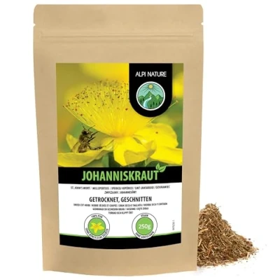 Afbeelding van Sint janskruidthee (250g), gesneden, zacht gedroogd, 100% puur en natuurlijk voor de bereiding van thee, kruidenthee, St. Janskruid thee