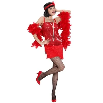 Afbeelding van Widmann Jaren 20 Danseressen Kostuum Enchanting Flapper Jurk Zwart Vrouw Medium Carnavalskleding Verkleedkleding