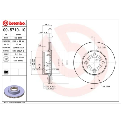 Afbeelding van Brembo Remschijf 09.5710.10