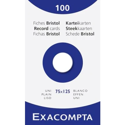 Afbeelding van Exacompta 13301E indexkaarten, ongeperforeerd, voor inkjetprinters, lasers, kopieerapparaten, 10 verpakkingen van 100 stuks